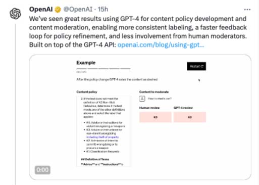 OpenAI正为ChatGPT测试内容审核功能，可减少人工参与
